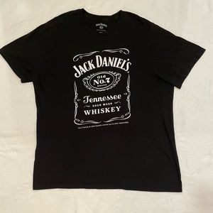 Vintage Jack Daniels Graphic Print T Shirt Black Sz 2 XL Y2K 2000s Whisky Liquor